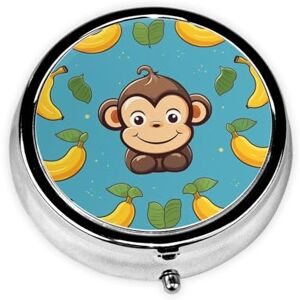 BTCOWZRV Monkey and Banana Pattern Print Pill Box Round Metal Pill Case with 3 Compartment Portable Mini Pill Organizer Cute Pill Container for Pocket Purse Office Travel BTCOWZRV Monkey and Banana Pattern Print Pill Box Round Metal Pill Case with 3 Compartment Portable Mini Pill Organizer Cute Pill Container for Pocket Purse Office Travel