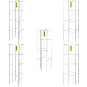 VEVOR Tomato Cages, 11.8" x 11.8" x 46.1", 5 Packs Square Plant Support Cages, Silver PVC-Coated Steel Tomato Towers for Climbing Vegetables, Plants, Flowers, Fruits VEVOR Tomato Cages, 11.8" x 11.8" x 46.1", 5 Packs Square Plant Support Cages, Silver PVC-Coated Steel Tomato Towers for Climbing Vegetables, Plants, Flowers, Fruits
