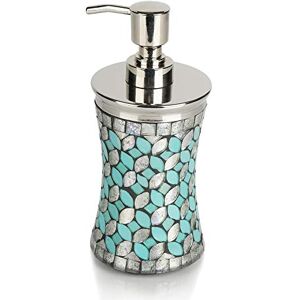 nu steel Sea Foam Collection Lotion Pump, Dispenser with Refillable Bottle, Ideal for Liquid Soaps, Aqua Finish, Mosaic Glass/Stainless Steel nu steel Sea Foam Collection Lotion Pump, Dispenser with Refillable Bottle, Ideal for Liquid Soaps, Aqua Finish, Mosaic Glass/Stainless Steel