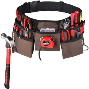 GlossyEnd 11 Pocket Brown and Black Heavy Duty Construction Tool Belt, Work Apron, Tool Pouch, with Poly Web Belt Quick Release Buckle Adjusts from 33” Inches All The Way to 50” Inches GlossyEnd 11 Pocket Brown and Black Heavy Duty Construction Tool Belt, Work Apron, Tool Pouch, with Poly Web Belt Quick Release Buckle Adjusts from 33” Inches All The Way to 50” Inches