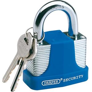 Draper 64183 Laminated Steel Padlock and 2 Keys with Hardened Shackle/Bumper 65 Millimeters, Blue Draper 64183 Laminated Steel Padlock and 2 Keys with Hardened Shackle/Bumper 65 Millimeters, Blue