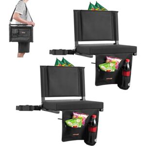 VEVOR Stadium Seat, Folding Bleacher Seat with Back Support and Thick Cushion, Padded Stadium Seats for Bleacher Includes Shoulder Strap, Hooks, Cup Holder, and Side Pocket, Black Bleachers Chair VEVOR Stadium Seat, Folding Bleacher Seat with Back Support and Thick Cushion, Padded Stadium Seats for Bleacher Includes Shoulder Strap, Hooks, Cup Holder, and Side Pocket, Black Bleachers Chair