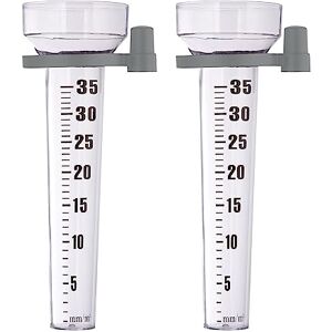 Relaxdays Rain Gauge, 2X Set, Precipitation Measurer, Rainfall Indicator Kit, Holder, Scale 35 mm/m², Transparent/Grey, 24.5 x 10.5 x 8.5 cm Relaxdays Rain Gauge, 2X Set, Precipitation Measurer, Rainfall Indicator Kit, Holder, Scale 35 mm/m², Transparent/Grey, 24.5 x 10.5 x 8.5 cm