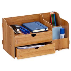 Relaxdays Desk Organiser, Office Supplies and Documents, Different Size Compartments, DIY, MDF, 17 x 33 x 19 cm, Brown Relaxdays Desk Organiser, Office Supplies and Documents, Different Size Compartments, DIY, MDF, 17 x 33 x 19 cm, Brown