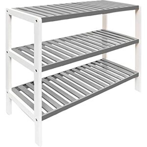 1ABOVE Bamboo Shoe Rack, Plant Rack, Perfect for Corridor, Living Room, Bathroom, Bedroom, Hallway or Small spaces-Parent. (Grey & White, 3 Tier) 1ABOVE Bamboo Shoe Rack, Plant Rack, Perfect for Corridor, Living Room, Bathroom, Bedroom, Hallway or Small spaces-Parent. (Grey & White, 3 Tier)