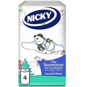 Nicky Snowman Super Roll Kitchen Towel 4 Rolls of 2-ply Absorbent and Embossed Paper, Christmas Decorated Sheets, Multi-Purpose Decorated Kitchen Towels, 100% FSC Certified Nicky Snowman Super Roll Kitchen Towel 4 Rolls of 2-ply Absorbent and Embossed Paper, Christmas Decorated Sheets, Multi-Purpose Decorated Kitchen Towels, 100% FSC Certified