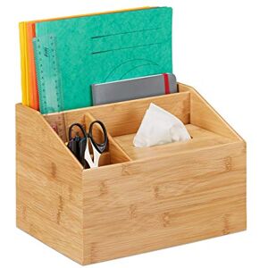 Relaxdays Office Organizer, Stationery & Make-Up, 3 Compartments & Tissue Dispenser Box, Bamboo, 19.5x28x22 cm, Natural Relaxdays Office Organizer, Stationery & Make-Up, 3 Compartments & Tissue Dispenser Box, Bamboo, 19.5x28x22 cm, Natural