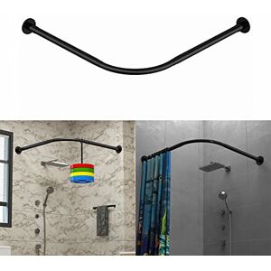 Tanxih Corner Shower Curtain Rod Adjustable Stainless Steel L Shaped Rack Drill Free Install for Bathroom, Bathtub, Clothing Store (Black, 70-100cm X 70-100cm) Tanxih Corner Shower Curtain Rod Adjustable Stainless Steel L Shaped Rack Drill Free Install for Bathroom, Bathtub, Clothing Store (Black, 70-100cm X 70-100cm)