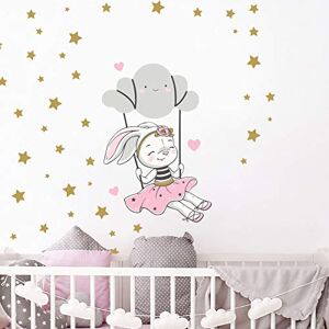 Ambiance Sticker Wall Stickers for Children – Baby Room Decoration – Wall Stickers – Rabbit on Cloud + 100 Stars – Wall Sticker – H45 x L30 cm Ambiance Sticker Wall Stickers for Children – Baby Room Decoration – Wall Stickers – Rabbit on Cloud + 100 Stars – Wall Sticker – H45 x L30 cm
