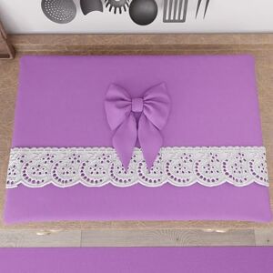 PETTI Artigiani Italiani Stove Cover, Elegant Stove Cover, Shabby Chic Solid Colour Stove Cover with Lace Frill and Bows, Cotton Stove Cover, 70 x 50 cm Lilac PETTI Artigiani Italiani Stove Cover, Elegant Stove Cover, Shabby Chic Solid Colour Stove Cover with Lace Frill and Bows, Cotton Stove Cover, 70 x 50 cm Lilac