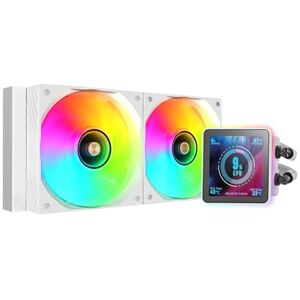 Mars Gaming ML-VISIONPRO240, AIO Liquid Cooling, TDP 500W, 2x ARGB 120mm FDB Fans with Copper and Aluminum Core, 4” Removable Magnetic IPS LCD Screen, Opti-Chamber 3rd Gen, White Mars Gaming ML-VISIONPRO240, AIO Liquid Cooling, TDP 500W, 2x ARGB 120mm FDB Fans with Copper and Aluminum Core, 4” Removable Magnetic IPS LCD Screen, Opti-Chamber 3rd Gen, White