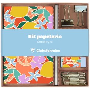 Clairefontaine 116283C Un Kit de Papeterie contenant un Carnet 11x17 cm 64 Pages Lignées, un Crayon de Papier, 2 Pinces Doubles-Clip, 10 Trombones et une Gomme Collection Dolce Amore Clairefontaine 116283C Un Kit de Papeterie contenant un Carnet 11x17 cm 64 Pages Lignées, un Crayon de Papier, 2 Pinces Doubles-Clip, 10 Trombones et une Gomme Collection Dolce Amore