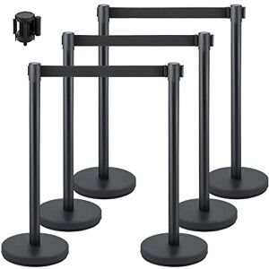 VEVOR Crowd Control Stanchion, Set of 6 Pieces Stanchion Set, Stanchion Set with 6.6 ft/2 m Black Retractable Belt, Black Crowd Control Barrier w/Concrete and Metal Base – Easy Connect Assembly VEVOR Crowd Control Stanchion, Set of 6 Pieces Stanchion Set, Stanchion Set with 6.6 ft/2 m Black Retractable Belt, Black Crowd Control Barrier w/Concrete and Metal Base – Easy Connect Assembly
