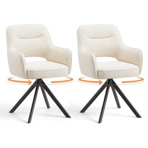 COLAMY 360°Swivel Dining Chairs Set of 2, Fabric Chairs for Dining Room with Armrests, Hollow Backrest and Thick Seat Cushion, Kitchen Chair with Anti-Slip Pads, armchairs for living Room, Beige COLAMY 360°Swivel Dining Chairs Set of 2, Fabric Chairs for Dining Room with Armrests, Hollow Backrest and Thick Seat Cushion, Kitchen Chair with Anti-Slip Pads, armchairs for living Room, Beige