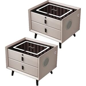 ZURBAQD Smart Nightstands Led Bedside Table Set of 2, with 2 Drawer End Side Table with Wireless Charging Speaker Fingerprint Lock Bedside Storage Cabinet/Beige/2Pcs Warm as ever ZURBAQD Smart Nightstands Led Bedside Table Set of 2, with 2 Drawer End Side Table with Wireless Charging Speaker Fingerprint Lock Bedside Storage Cabinet/Beige/2Pcs Warm as ever
