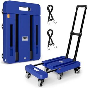 TROOZY Folding Hand Truck, 500 LB Heavy Duty Luggage Cart, Utility Dolly Platform Cart with 6 Wheels & 2 Elastic Ropes for Luggage, Travel, Moving, Shopping, Office Use, Blue TROOZY Folding Hand Truck, 500 LB Heavy Duty Luggage Cart, Utility Dolly Platform Cart with 6 Wheels & 2 Elastic Ropes for Luggage, Travel, Moving, Shopping, Office Use, Blue