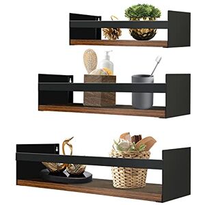 EYMPEU Set of 3 Wall Shelves, Wooden Wall Shelves with Metal, Suitable for Kitchens, Bathrooms, Living Rooms, Office, for Storing Spice Jars, Toiletries, Vases, etc., 40 cm EYMPEU Set of 3 Wall Shelves, Wooden Wall Shelves with Metal, Suitable for Kitchens, Bathrooms, Living Rooms, Office, for Storing Spice Jars, Toiletries, Vases, etc., 40 cm