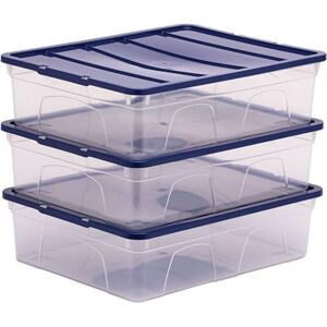 BANKERS BOX 12L Plastic Storage Box 3-Pack, BPA-Free & 100% Recycled Lids, Nesting & Stackable, Dust Cover Lid, 11x32x40cm, Ideal for Home & Office Organisation, Blue lid BANKERS BOX 12L Plastic Storage Box 3-Pack, BPA-Free & 100% Recycled Lids, Nesting & Stackable, Dust Cover Lid, 11x32x40cm, Ideal for Home & Office Organisation, Blue lid