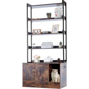 VEVOR Cat Litter Box Enclosure, Hidden Litter Box Furniture with 4 Storage Shelves, Wooden Cat Washroom Indoor, Large Cat House Cabinet Hidden Fit Most Litter Box, 33.5"L x 19.3"W x 72.3"H, Dark Brown VEVOR Cat Litter Box Enclosure, Hidden Litter Box Furniture with 4 Storage Shelves, Wooden Cat Washroom Indoor, Large Cat House Cabinet Hidden Fit Most Litter Box, 33.5"L x 19.3"W x 72.3"H, Dark Brown