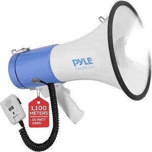 Pyle Compact Portable PA Megaphone Speaker 50W Handheld Bullhorn with LED Flashlight, Alarm Siren, Adjustable Volume, Detachable Microphone, Battery Powered for Indoor & Outdoor Use Pyle Compact Portable PA Megaphone Speaker 50W Handheld Bullhorn with LED Flashlight, Alarm Siren, Adjustable Volume, Detachable Microphone, Battery Powered for Indoor & Outdoor Use