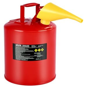 VEVOR Safety Gas Can, 5 Gallon Type I Red Safety Can for Gasoline with Stainless Steel Flame Arrester, Self-Closing Lid, and PE Funnel, Carbon Steel Flammable Storage Container with Ergonomic Handle VEVOR Safety Gas Can, 5 Gallon Type I Red Safety Can for Gasoline with Stainless Steel Flame Arrester, Self-Closing Lid, and PE Funnel, Carbon Steel Flammable Storage Container with Ergonomic Handle