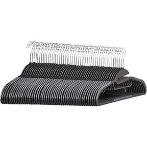 Amazon Basics Non-Slip Heavy Duty Plastic Hanger with Rubber and Horizontal Bar, Grey (50-Pack) Amazon Basics Non-Slip Heavy Duty Plastic Hanger with Rubber and Horizontal Bar, Grey (50-Pack)