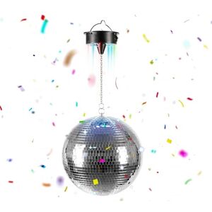 Relaxdays Disco Ball, Rotating, Ø 20 cm, Mirror Ball with Motor & LED Effects, Battery Powered, Party, Silver Relaxdays Disco Ball, Rotating, Ø 20 cm, Mirror Ball with Motor & LED Effects, Battery Powered, Party, Silver