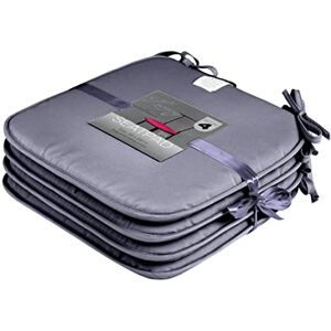 GC GAVENO CAVAILIA Pack of 4 Chair Pads Office Garden Chair 38X38 Cm Indoor Outdoor Removable Cover Square Seat Pads For Dining Chairs Patio Kitchen Cushion Pads With Ties, Charcoal GC GAVENO CAVAILIA Pack of 4 Chair Pads Office Garden Chair 38X38 Cm Indoor Outdoor Removable Cover Square Seat Pads For Dining Chairs Patio Kitchen Cushion Pads With Ties, Charcoal