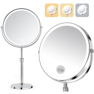 SURFOU 8-Inch Rechargeable Makeup Mirror with Lights 10X/1X Magnifying Vanity Mirror with 3 Color Stepless Dimming, 360° Rotation, Height Adjustable & Detachable Base SURFOU 8-Inch Rechargeable Makeup Mirror with Lights 10X/1X Magnifying Vanity Mirror with 3 Color Stepless Dimming, 360° Rotation, Height Adjustable & Detachable Base