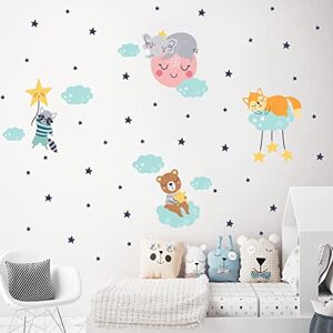 Ambiance Sticker Children's Wall Stickers Baby Room Decoration Children's Bedroom Wall Sticker Animals and Magic Clouds Height 60 x Length 90 cm Ambiance Sticker Children's Wall Stickers Baby Room Decoration Children's Bedroom Wall Sticker Animals and Magic Clouds Height 60 x Length 90 cm