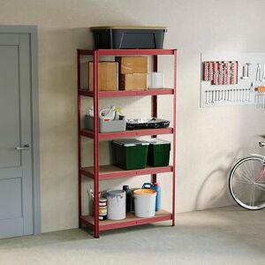 Home Vida 5 Tier Red Heavy Duty Adjustable Steel Garage Shelving Unit (H) 1800mm (W) 900mm 875kg Weight Capacity Home Vida 5 Tier Red Heavy Duty Adjustable Steel Garage Shelving Unit (H) 1800mm (W) 900mm 875kg Weight Capacity