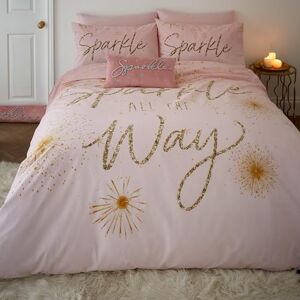 Catherine Lansfield Christmas Sparkle Reversible Double Duvet Cover Set with Pillowcases Blush Pink Catherine Lansfield Christmas Sparkle Reversible Double Duvet Cover Set with Pillowcases Blush Pink