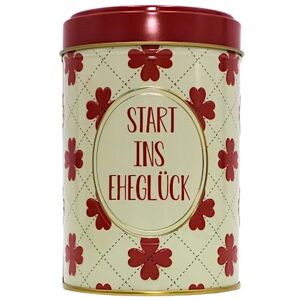 Dekohelden24 Metal Money Box – tin Motif: Start to Marriage Happiness, Design Beige, H/Ø ac. 14 x 9 cm, Red Flowers, Standard Size Dekohelden24 Metal Money Box – tin Motif: Start to Marriage Happiness, Design Beige, H/Ø ac. 14 x 9 cm, Red Flowers, Standard Size