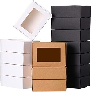 lehua 30 Pcs Mini Kraft Paper Box with Window Present Packaging Box Treat Box for Soap Treat Bakery Candy(Black Brown White) lehua 30 Pcs Mini Kraft Paper Box with Window Present Packaging Box Treat Box for Soap Treat Bakery Candy(Black Brown White)