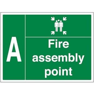 VSafety V Safety Fire Assembly Point w/Family A -800x600mm 3mm Aluminium Composite With Fixing Channel Safety Sign VSafety V Safety Fire Assembly Point w/Family A -800x600mm 3mm Aluminium Composite With Fixing Channel Safety Sign