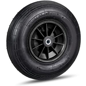Relaxdays Wheelbarrow Tyre, 4.00-6, Plastic Rim, Pneumatic, 3 Adaptors, Replacement Spare Wheel, Black-Black Relaxdays Wheelbarrow Tyre, 4.00-6, Plastic Rim, Pneumatic, 3 Adaptors, Replacement Spare Wheel, Black-Black