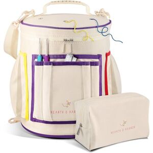 Hearth & Harbor Yarn Organizer – Durable Canvas Yarn Storage, 24 Standard Skeins, 13 Pockets, Adjustable Shoulder Strap Hearth & Harbor Yarn Organizer – Durable Canvas Yarn Storage, 24 Standard Skeins, 13 Pockets, Adjustable Shoulder Strap