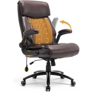 COLAMY Executive PU Leather Office Chair with Adjustable Lumbar Support, Rocking & Recline Function, Plush Headrest and Thick Cushion, Comfortable Ergonomic Chair for Home Office or Workspace,Brown COLAMY Executive PU Leather Office Chair with Adjustable Lumbar Support, Rocking & Recline Function, Plush Headrest and Thick Cushion, Comfortable Ergonomic Chair for Home Office or Workspace,Brown