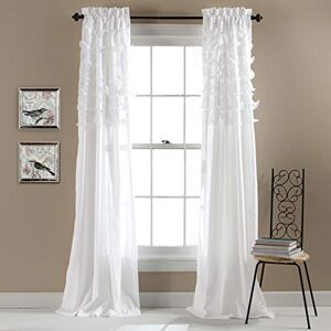 Lush Decor Avery Curtains Ruffled Vintage Chic Style Window Panel Set for Living, Dining Room, Bedroom (Pair), 84 by 54-Inch, White Lush Decor Avery Curtains Ruffled Vintage Chic Style Window Panel Set for Living, Dining Room, Bedroom (Pair), 84 by 54-Inch, White