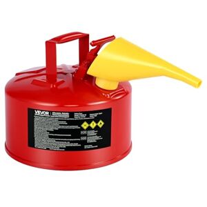 VEVOR Safety Gas Can, 2.5 Gallon Type I Red Safety Can for Gasoline with Stainless Steel Flame Arrester, Self-Closing Lid, and PE Funnel, Carbon Steel Flammable Storage Container with Ergonomic Handle VEVOR Safety Gas Can, 2.5 Gallon Type I Red Safety Can for Gasoline with Stainless Steel Flame Arrester, Self-Closing Lid, and PE Funnel, Carbon Steel Flammable Storage Container with Ergonomic Handle