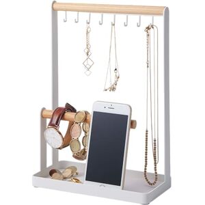 YAMAZAKI 2311 TOSCA Accessory Stand, White, Steel/Wood, Minimalist Design, 20 x 10.5 x 28.5 cm (LxWxH) YAMAZAKI 2311 TOSCA Accessory Stand, White, Steel/Wood, Minimalist Design, 20 x 10.5 x 28.5 cm (LxWxH)