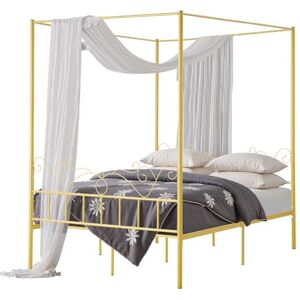 VEVOR Queen Size Canopy Bed Frame, Metal Canopy Bed with Minimalist Headboard & Four Posters Design, Heavy Duty Steel Slats Support, Underbed Storage Space, No Box Spring Needed, Easy Assembly, Gold VEVOR Queen Size Canopy Bed Frame, Metal Canopy Bed with Minimalist Headboard & Four Posters Design, Heavy Duty Steel Slats Support, Underbed Storage Space, No Box Spring Needed, Easy Assembly, Gold