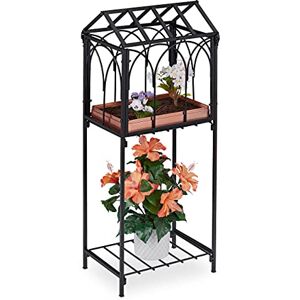 Relaxdays metal plant stand, 2-tiered storage shelving unit, indoors & outdoors, 33.5x23.5x82 cm (LxWxH), vintage, black, Steel Relaxdays metal plant stand, 2-tiered storage shelving unit, indoors & outdoors, 33.5x23.5x82 cm (LxWxH), vintage, black, Steel