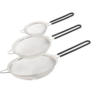 Wiltshire Set of 3 Sieves, Stainless Steel Fine Wire Mesh Strainer with Non-Slip Silicone Coated Handle, Colander & Sifter, Sift Strain Drain & Rinse, 10cm 15cm & 20cm, Dishwasher Safe, Midnight Black Wiltshire Set of 3 Sieves, Stainless Steel Fine Wire Mesh Strainer with Non-Slip Silicone Coated Handle, Colander & Sifter, Sift Strain Drain & Rinse, 10cm 15cm & 20cm, Dishwasher Safe, Midnight Black