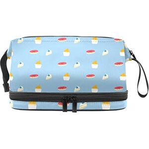 Generic Multi-Functional Storage Travel Cosmetic Bag with Handle,Dessert Cup Cake Doughnuts Blue Background,Large Capacity Travel Cosmetic Bag Generic Multi-Functional Storage Travel Cosmetic Bag with Handle,Dessert Cup Cake Doughnuts Blue Background,Large Capacity Travel Cosmetic Bag