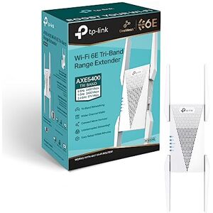 TP-LINK RE815XE AXE5400Mbps Tri-Band Mesh WiFi 6E Internet Booster, Range Extender Booster Hotspot with 1 Gigabit Port, 160 MHz Channels, Built-In Access Point Mode, Smart Roaming One-Mesh, Easy Setup TP-LINK RE815XE AXE5400Mbps Tri-Band Mesh WiFi 6E Internet Booster, Range Extender Booster Hotspot with 1 Gigabit Port, 160 MHz Channels, Built-In Access Point Mode, Smart Roaming One-Mesh, Easy Setup