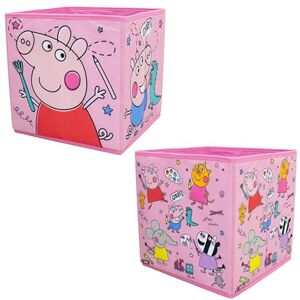 Peppa Pig Officially Licensed Storage Boxes 2 pack Foldable Storage Cubes Pow Pow Design with Peppa, George and Friends Perfect For Organising Children's Room, Kids Playroom, 30 x 30cm Peppa Pig Officially Licensed Storage Boxes 2 pack Foldable Storage Cubes Pow Pow Design with Peppa, George and Friends Perfect For Organising Children's Room, Kids Playroom, 30 x 30cm
