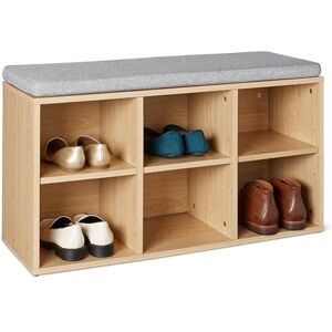 Amazon Basics Shoe Storage Bench with Cushion, Shoe Rack with 6 Compartments, Adjustable Shelves, for Entryway, 87 x 30 x 48 cm, Oak Amazon Basics Shoe Storage Bench with Cushion, Shoe Rack with 6 Compartments, Adjustable Shelves, for Entryway, 87 x 30 x 48 cm, Oak