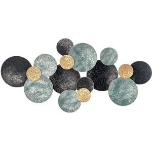 HOMCOM 3D Metal Wall Art Modern Circle Hanging Wall Sculptures Home Decor for Living Room Bedroom Dining Room, Blue Black Gold HOMCOM 3D Metal Wall Art Modern Circle Hanging Wall Sculptures Home Decor for Living Room Bedroom Dining Room, Blue Black Gold