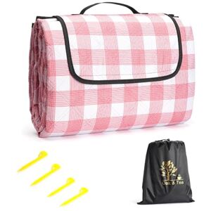Oak & Tea Waterproof Picnic Blanket Extra Large 200x200cm Sandproof & Foldable Beach Mat with Stakes, Portable Camping Rug for Outdoor, Park, Travel Durable 3-Layer Oxford Fabric Oak & Tea Waterproof Picnic Blanket Extra Large 200x200cm Sandproof & Foldable Beach Mat with Stakes, Portable Camping Rug for Outdoor, Park, Travel Durable 3-Layer Oxford Fabric